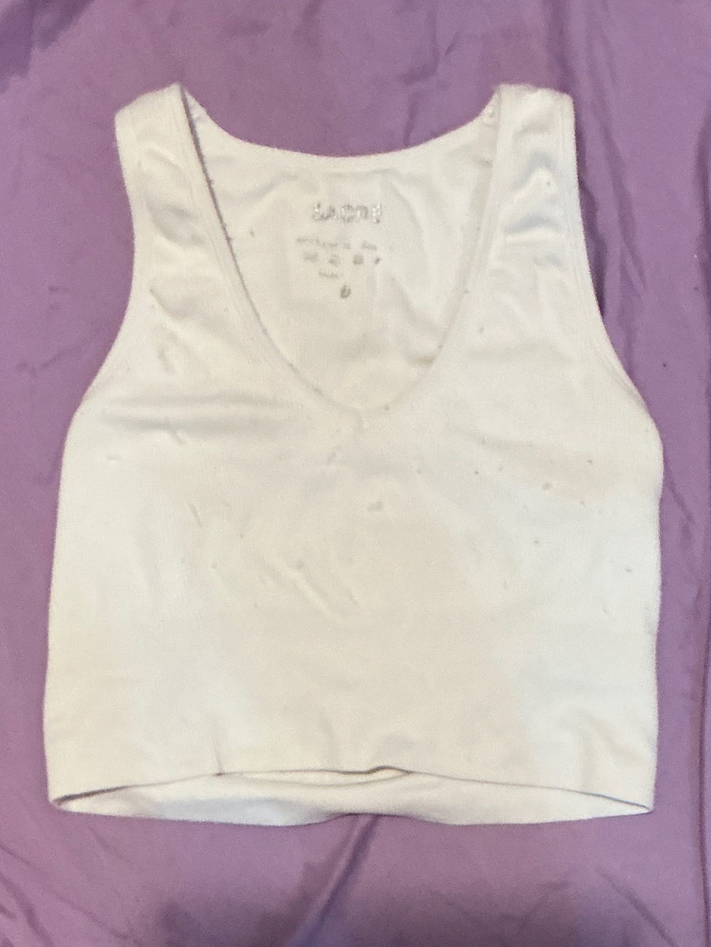 Everyday Ribbed White V-Neck Cropped Tank Top